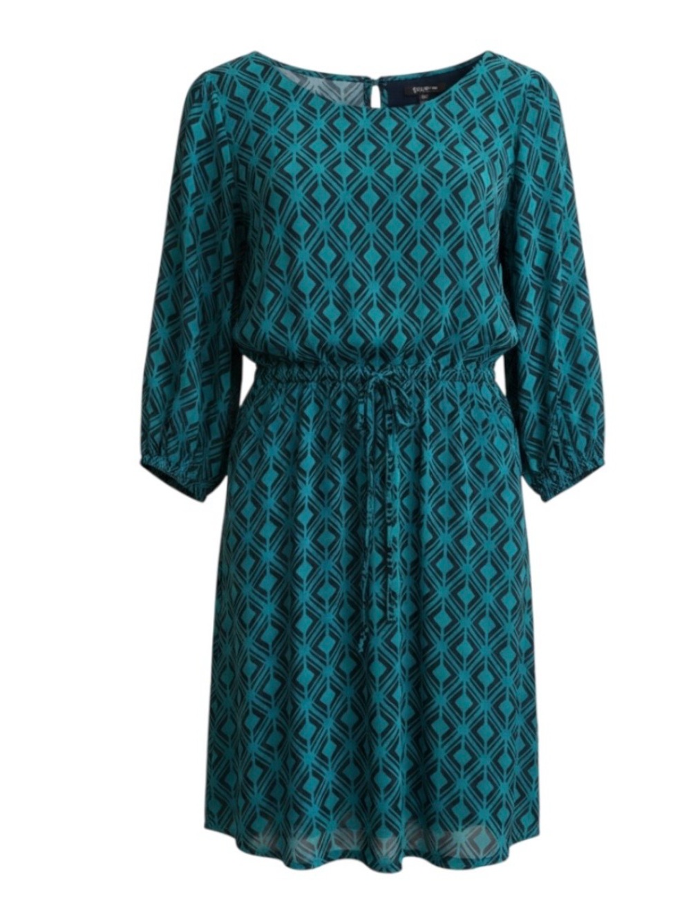 Enfocus Studio Teal Geometric 3/4 Sleeve Dress